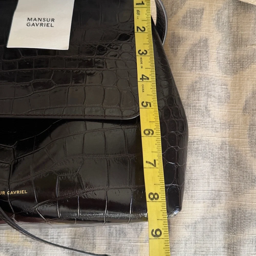 Mansur Gavriel Black Croc-Embossed Crossbody Bag - Picture 7 of 16